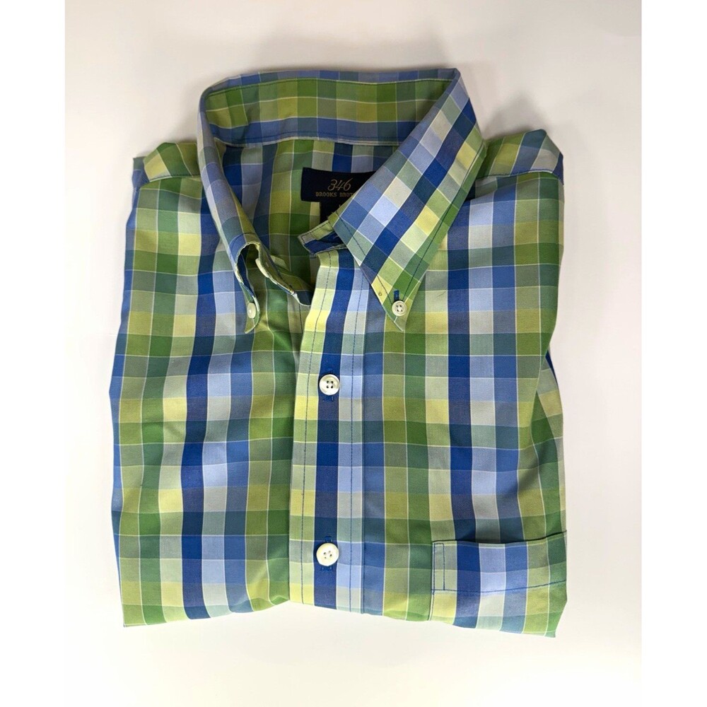 Brooks Brothers 346 Men’s M Regular Plaid Short Sleeve Button-Down Non-Iron